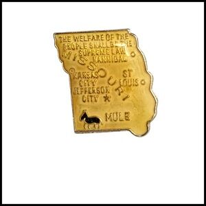 Missouri State Souvenir Pinback Mule Lapel Pin‎ Gold Tone Collectible